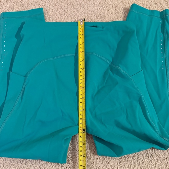 Lululemon Teal High-Rise Crop Running Leggings Side Pockets Reflective Size 6 - Picture 7 of 8
